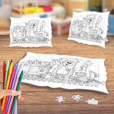 Asilmeydan Oyuncak Treni Boyama Puzzle Tablo Çocuk Eğitici Yapboz