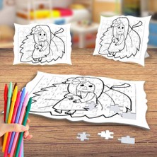 Asilmeydan Yaprakta Oturan Kız Boyama Puzzle Tablo Çocuk Eğitici Yapboz