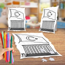 Asilmeydan Anıtkabir Türk Bayrağı Boyama Puzzle Tablo Çocuk Eğitici Yapboz