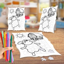 Asilmeydan Neşeli Kuzucuk  Boyama Puzzle Tablo Çocuk Eğitici Yapboz