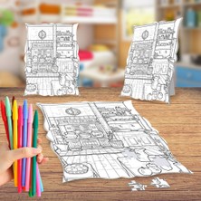 Asilmeydan Mutfak Görsel Boyama Puzzle Tablo Çocuk Eğitici Yapboz