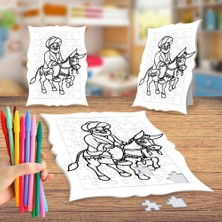 Asilmeydan Nasreddin Hoca ve Eşşek Boyama Puzzle Tablo Çocuk Eğitici Yapboz