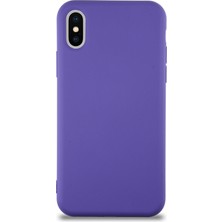 Kzy Apple iPhone Xs Max Kapak Içi Kadife Lansman Silikon Kılıf - Mor