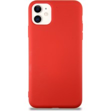 Kzy Apple iPhone 11 Kapak Içi Kadife Lansman Silikon Kılıf - Kırmızı