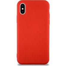 Kzy Apple iPhone x Kapak Içi Kadife Lansman Silikon Kılıf - Kırmızı