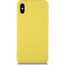 Kzy Apple iPhone x Kapak Içi Kadife Lansman Silikon Kılıf - Sarı