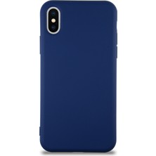 Kzy Apple iPhone Xs Kapak Içi Kadife Lansman Silikon Kılıf - Lacivert