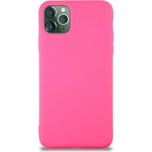 Kzy Apple iPhone 11 Pro Max Kapak Içi Kadife Lansman Silikon Kılıf - Neon Pembe