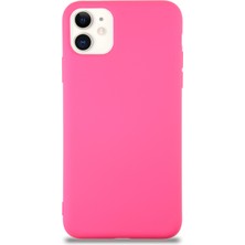 Kzy Apple iPhone 11 Kapak Içi Kadife Lansman Silikon Kılıf - Neon Pembe