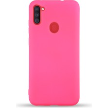 Kzy Samsung Galaxy M11 Kapak Içi Kadife Lansman Silikon Kılıf - Neon Pembe