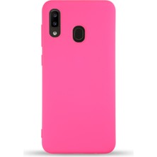 Kzy Samsung Galaxy A20 Kapak Içi Kadife Lansman Silikon Kılıf - Neon Pembe