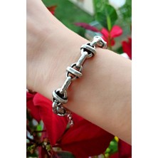 Fildişi Aksesuar Antik Gümüş Kaplama Zincir Şekilli El Yapımı Ayarlanabilir Bileklik