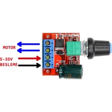 Alkatronik 5A 35V Mini Dc Motor Pwm Potlu Hız Kontrol Devresi 90 Watt Açma Kapama Butonlu Ayarlanabilir Voltaj