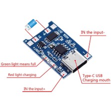 Alkatronik TP4056 Korumalı Lityum Pil Şarj Devresi Type C USB Batarya