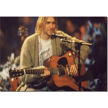 Cakatablo Ahşap Tablo Nirvana Solisti Kurt Cobain ve Gitarı