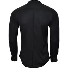 R-Germen Süper Slim Fit Likralı Saten Erkek Spor Gömlek
