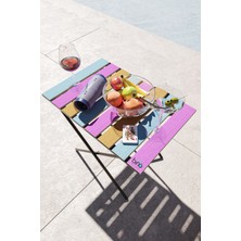 Bino Katlanır Kamp Masası Piknik Masası Balkon Masası Renkli Doğal Ahşap Masa
