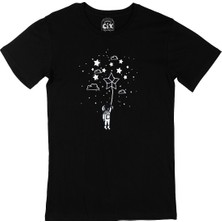 Cix Yıldızlı Astronot Siyah Tişört