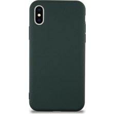 Caseart Apple iPhone Xs Kapak Içi Kadife Lansman Silikon Kılıf - Yeşil