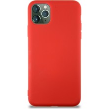 Caseart Apple iPhone 11 Pro Max Kapak Içi Kadife Lansman Silikon Kılıf - Kırmızı