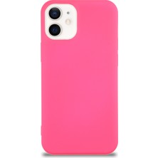 Caseart Apple iPhone 12 Mini Kapak Içi Kadife Lansman Silikon Kılıf - Neon Pembe