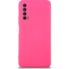 Caseart Huawei P Smart 2021 Kapak Içi Kadife Kamera Korumalı Lansman Silikon Kılıf - Neon Pembe