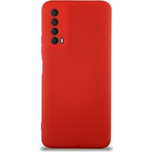 Caseart Huawei P Smart 2021 Kapak Içi Kadife Kamera Korumalı Lansman Silikon Kılıf - Kırmızı