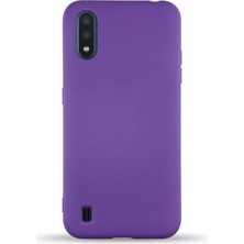 Caseart Samsung Galaxy A01 Kapak Içi Kadife Lansman Silikon Kılıf - Mor