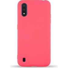 Caseart Samsung Galaxy A01 Kapak Içi Kadife Lansman Silikon Kılıf - Neon Pembe