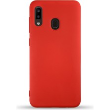 Caseart Samsung Galaxy A20 Kapak Içi Kadife Lansman Silikon Kılıf - Kırmızı