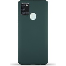Caseart Samsung Galaxy A21S Kapak Içi Kadife Lansman Silikon Kılıf - Yeşil