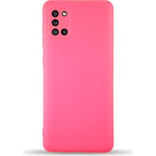 Caseart Samsung Galaxy A31 Kapak Içi Kadife Kamera Korumalı Lansman Silikon Kılıf - Neon Pembe