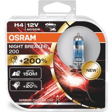 Osram Night Breaker 200 H4 %200 Daha Parlak Işık (1 Takım - 2 Adet)