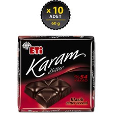 Eti Karam %54 Kakaolu Bitter Çikolata 60 g x 10 Adet