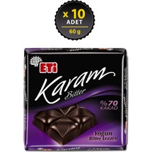 Eti Karam %70 Kakaolu Bitter Çikolata 60 g x 10 Adet
