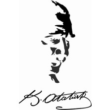 Sm Motors Mustafa Kemal Atatürk  Silüet Sticker Beyaz Portre