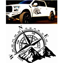 Sm Motors Pusula Dağ Off Road Araba Sticker 60 x 48 cm Siyah