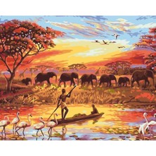 Hapy Hoby Nehir ve Filler Sayılarla Boyama Seti 40 x 50 cm