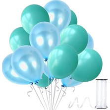 Hknys  50 Adet Su Yeşili-Bebek Mavisi Metalik Sedefli Balon