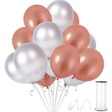 Hknys 50 Adet Metalik Rose Gold, Gümüş Balon Konsepti-Güzel Balon