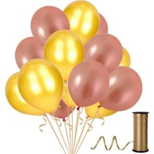 Hknys 30 Adet Metalik Rose Gold, Altın Balon Konsepti-Güzel -Uçan Balon