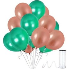 Hknys 50 Adet Metalik Rose Gold, Yeşil Balon Konsepti-Güzel Balon