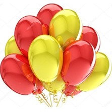 Hknys 30 Adet Metalik Sarı, Kırmızı Balon Konsepti-Uçan-Güzel Balon