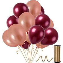 Hknys 50 Adetmetalik Rose Gold, Bordo Balon Konsepti-Güzel -Uçan Balon