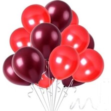 Hknys 35 Adet Metalik Sedefli Kırmızı,bordo Balon-Uçan-Partisehri