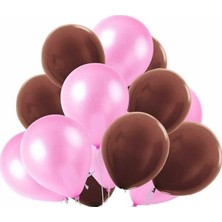 Hknys 15 Adet Metalik Sedefli Pempe, Kahverengi Balon Konsepti-Uçan-Güzel Balon