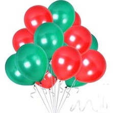 Hknys 20 Adet Metalik Kırmızı, Yeşil  -Nişan-Parti-Düğün Balonu