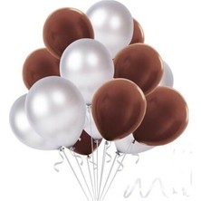 Hknys 45  Adet Metalik Sedefli Kahverengi, Gümüş  Balon-Partisehri