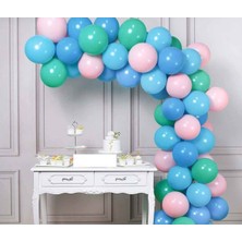Hknys 30 Adet Pembe-Açık Mavi-Yeşil Doğum Günü Balon Zinciri 5 M