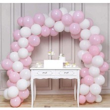 Hknys 25 Adetmetalik Sedefli Pempe, Beyaz Balon Konsepti-Uçan- Balon